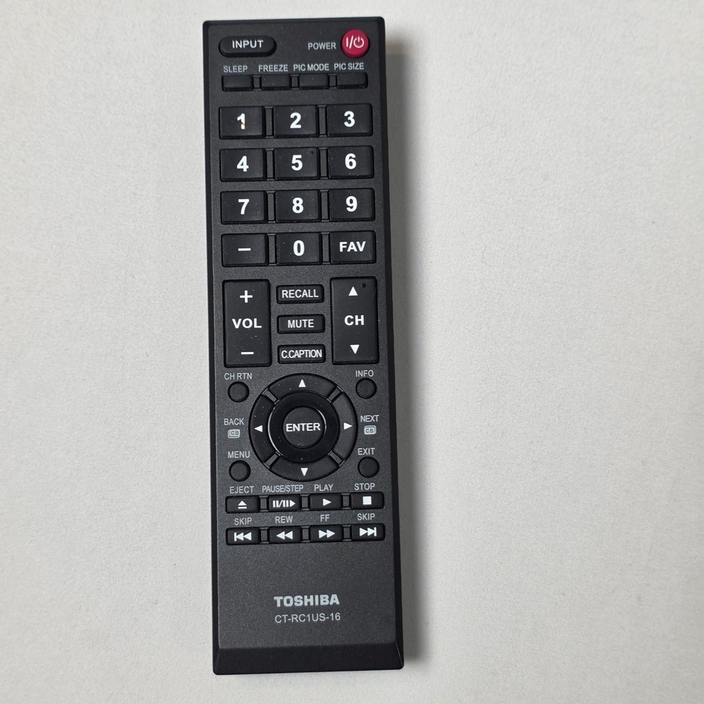 Toshiba TV Remote Control CT-RC1US-16 Black Infrared Media Controller TESTED